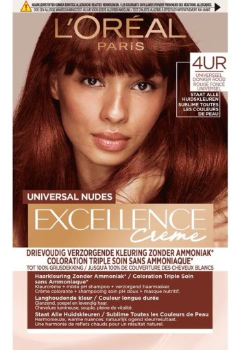 L'Oréal Paris Excellence Universal Nudes Permanente Haarverf 4UR Middenrood 
