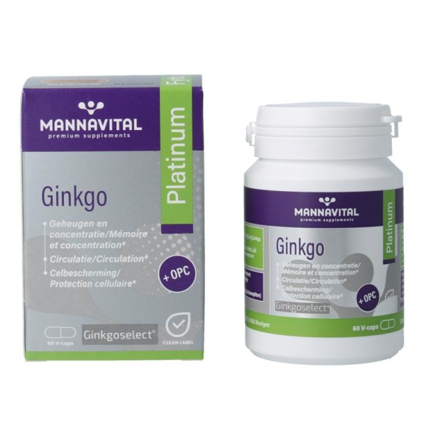 Mannavital Ginkgo platinum (60 Vegetarische capsules)