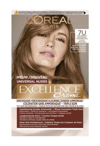 L'Oréal Paris Excellence Universal Nudes Permanente Haarverf 7U Middenblond