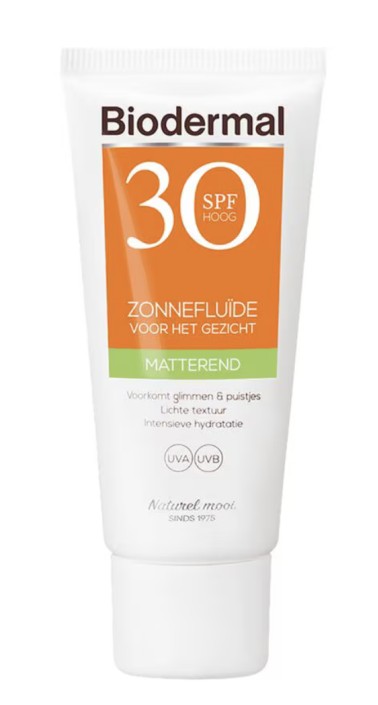 Biodermal Matterend Zonnefluïde Voor Het Gezicht SPF30 40 ML