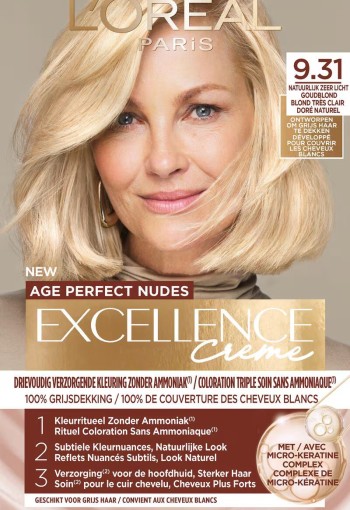  L'Oréal Paris Excellence Crème Age Perfect Nudes 9.31 Licht Goudblond