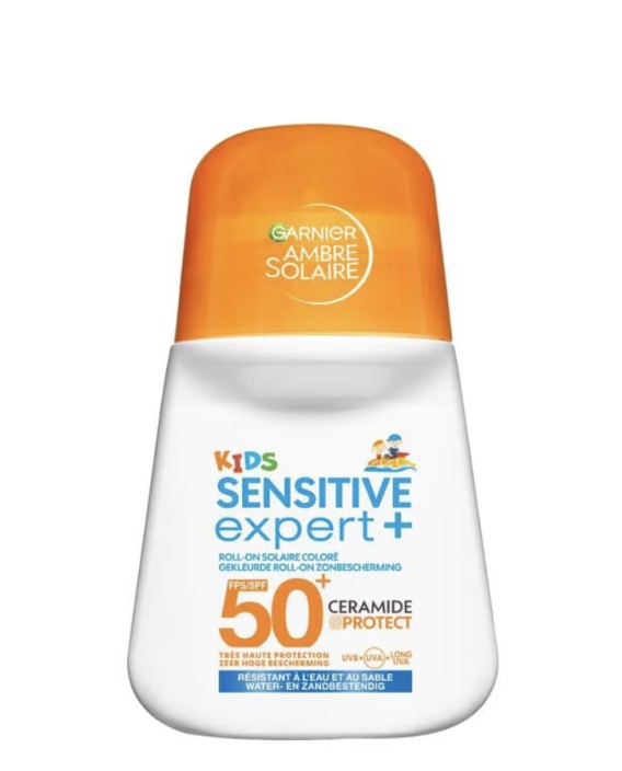 Garnier Ambre Solaire Sensitive Expert Kids Gekleurde Roll-on SPF50+ 50 ML