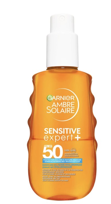 Garnier Ambre Solaire Sensitive Expert Hydraterende Zonbescherming Met Watertextuur SPF50 150 ML
