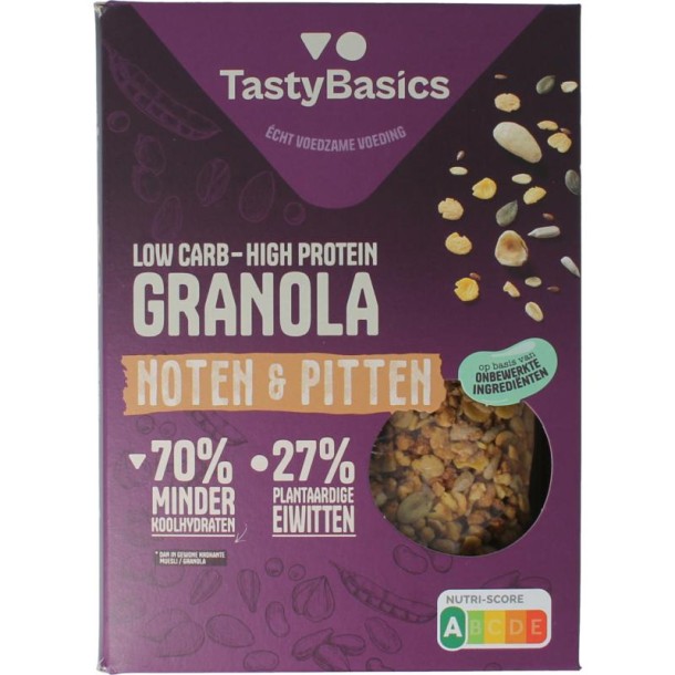 Tastybasics Less carb-high protein granola noten & pitten (350 Gram)