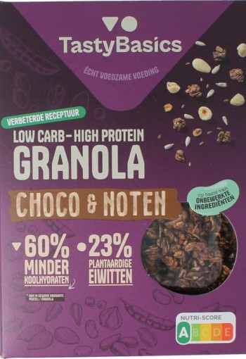 Tastybasics Less carb-high protein granola choco en noten (350 Gram)