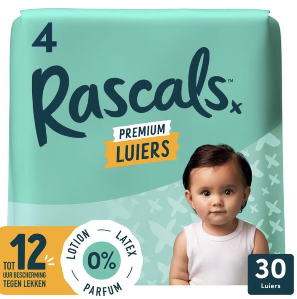 Rascals Premium Luiers Maat 4 10-15 KG 30 stuks
