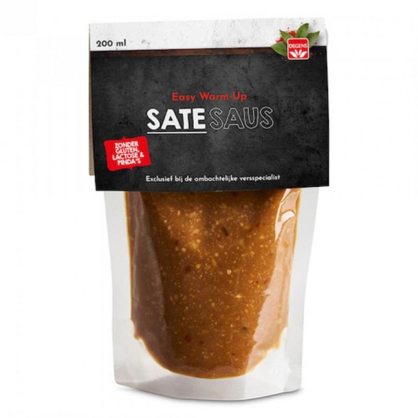 Degens Satesaus pindavrij lactosevrij glutenvrij (200 Milliliter)