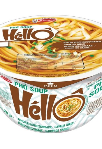 Hello Pho Instant pho soep rundvleessmaak glutenvrij (70 Gram)