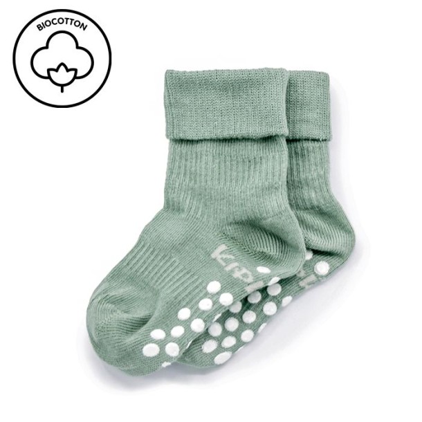 KipKep Blijf baby sokken antislip 12-18 mnd pale green (1 paar)