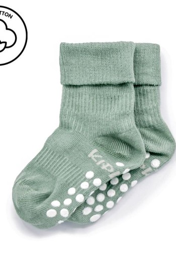 Kipkep Blijf baby sokken antislip 12-18 mnd pale green (1 Paar)