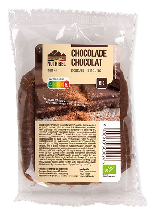 Nutribel Chocoladekoek bio (45 Gram)