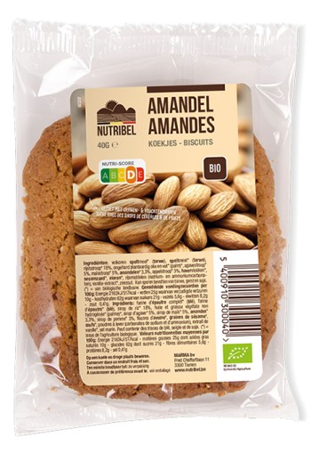 Nutribel Spelt amandelkoek bio (40 Gram)