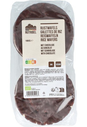 Nutribel Rijstwafels met pure chocolade bio (100 Gram)