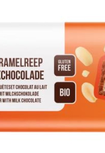 Nutribel Pinda karamel reep melkchocolade bio (40 Gram)