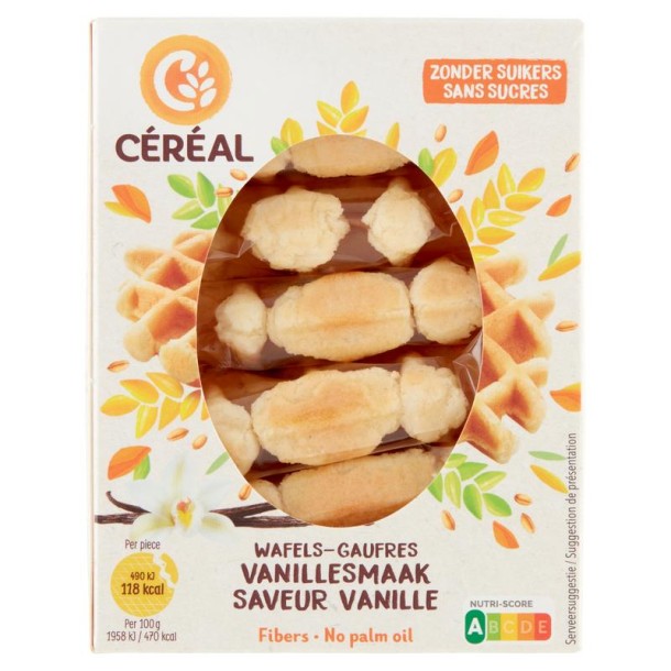 Cereal Zachte vanillewafels zonder suikers (150 Gram)