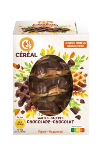 Cereal Chocoladewafels zacht zonder suikers (150 Gram)