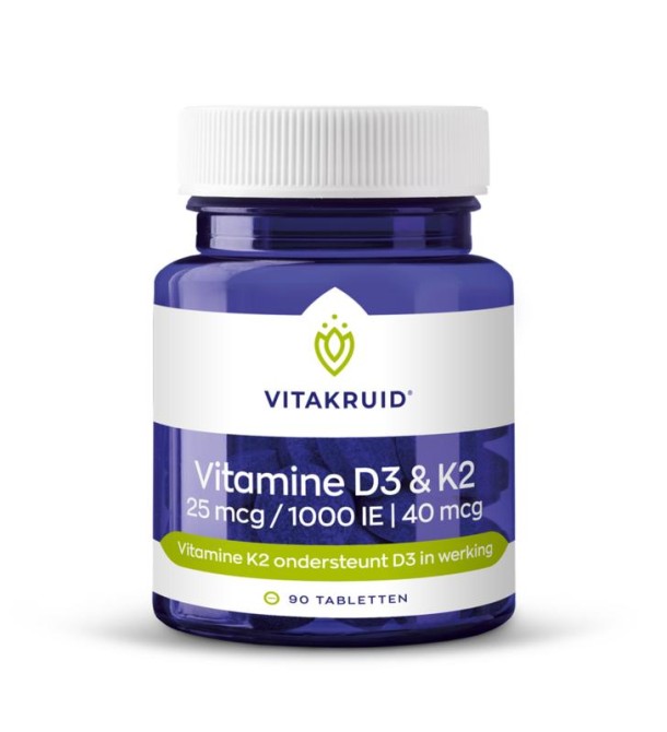 Vitakruid Vitamine D3 25mcg & K2 40mcg 90 Tabletten