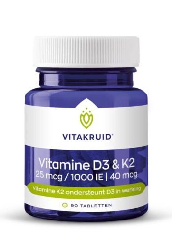 Vitakruid Vitamine D3 25mcg & K2 40mcg 90 Tabletten