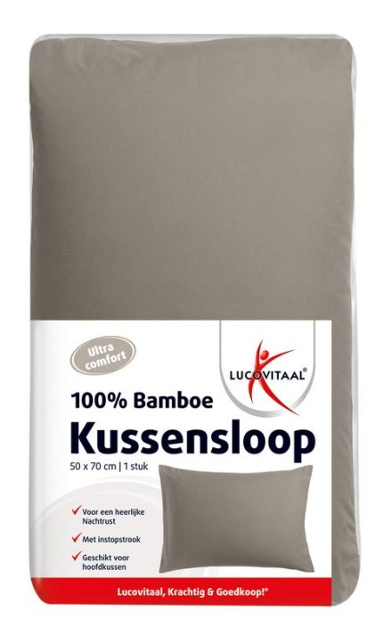Lucovitaal Kussensloop bamboo taupe 50x70 (1 Stuks)