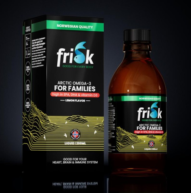 Frisk Omega 3 gezin citroen – visolie met DHA & D3 (200 Milliliter)