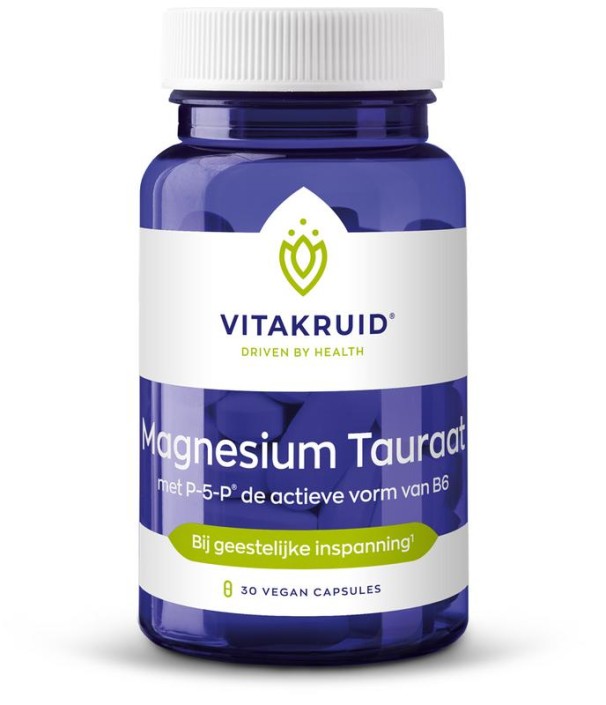 Vitakruid Magnesium Tauraat met vitamine B6 (P-5-P) (30 Vegetarische capsules)