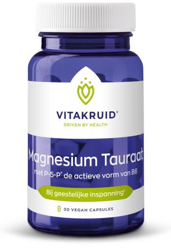 Vitakruid Magnesium Tauraat met vitamine B6 (P-5-P) (30 Vegetarische capsules)