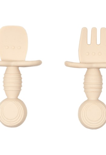 Jikkies Baby bestek siliconen beige (1 Set)