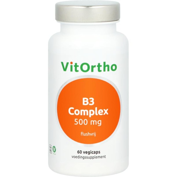 Vitortho B3 complex 500mg flushvrij (60 Vegetarische capsules)