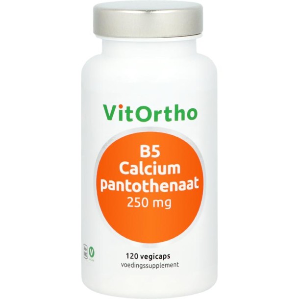 Vitortho B5 calcium pantothenaat 250mg (120 Vegetarische capsules)