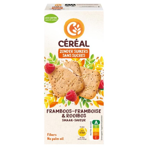 Cereal Koekjes framboos rooibos zonder suikers (150 Gram)