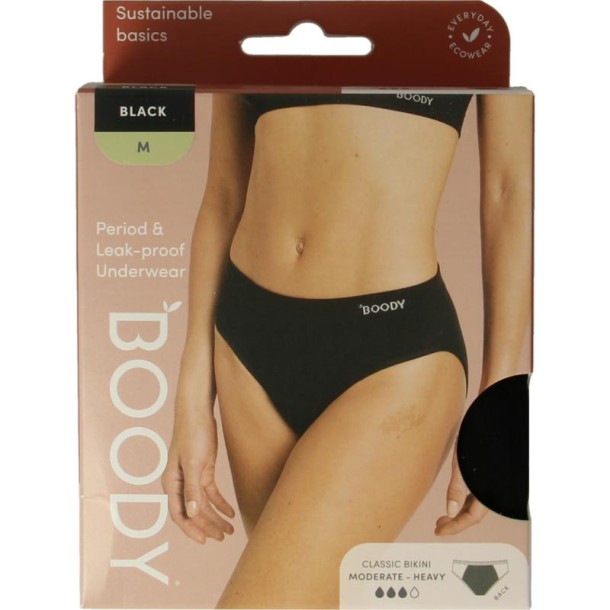 Boody Menstruatieondergoed bikinislip zwart norm/hevig M (1 Stuks)