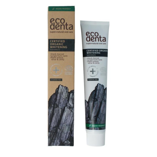 Ecodenta Tandpasta whitening houtskool bio (75 Milliliter)