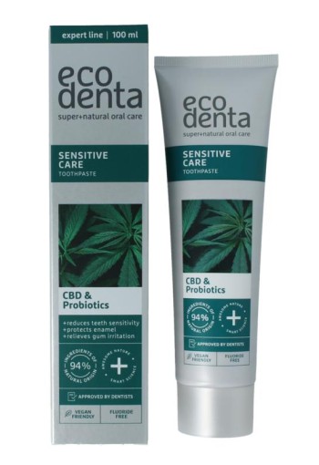 Ecodenta Tandpasta sensitive CBD probiotica expert line (100 Milliliter)