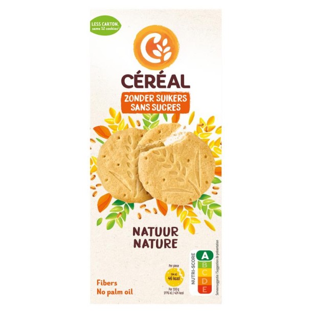 Cereal Zandkoekjes natuur zonder suikers (132 Gram)