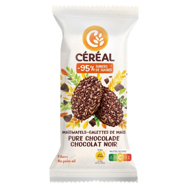 Cereal Maiswafels met pure chocolade minder suikers (108 Gram)