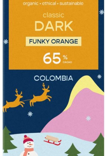 Chocolatemakers Kerstreep Colombia puur 65% orange bio (80 Gram)