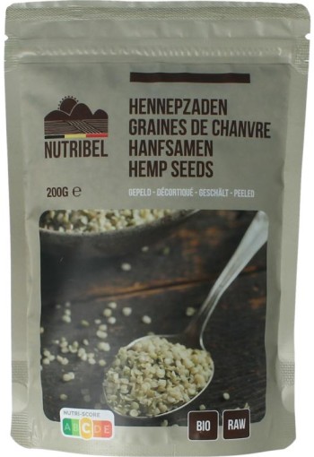 Nutribel Hennepzaad gepeld raw bio (200 Gram)