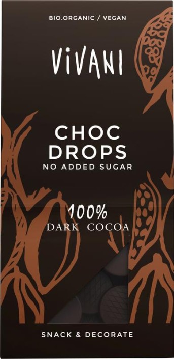 Vivani Choc drops 100% dark cocoa bio (100 Gram)