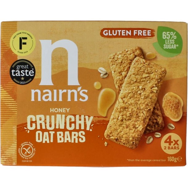 Nairns Crunchy oat bars honey glutenvrij (160 Gram)