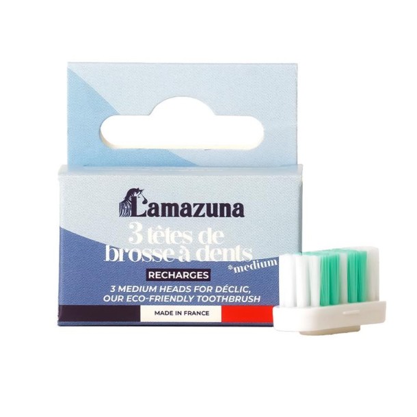 Lamazuna Set of 3 toothbrush heads medium (1 Stuks)