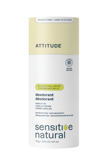 Attitude Deodorant baksoda vrij vanilla creme super leaves (75 Gram)