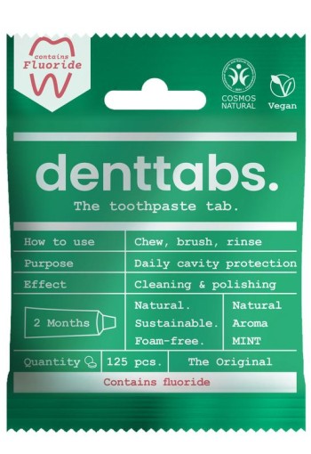 Denttabs Tandpasta tabletten munt met fluor vegan (125 Stuks)