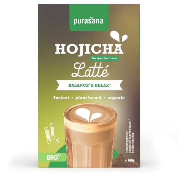 Purasana Instant hojicha latte 6x10g bio (60 Gram)