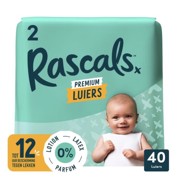 Rascals Premium Luiers Maat 2 4-8 KG 40 stuks