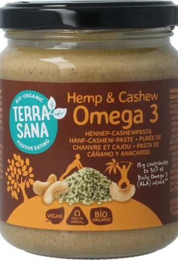 TerraSana Omega 3 hennep cashewpasta (250 Gram)