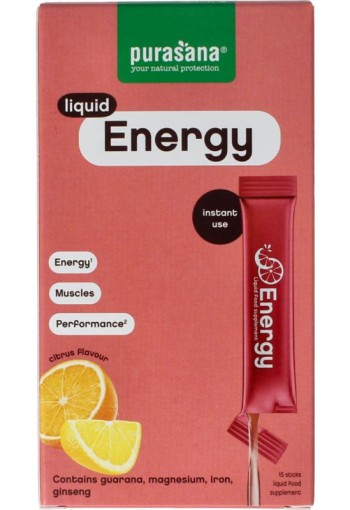 Purasana Energy liquid gelstick 10ml (15 Stuks)