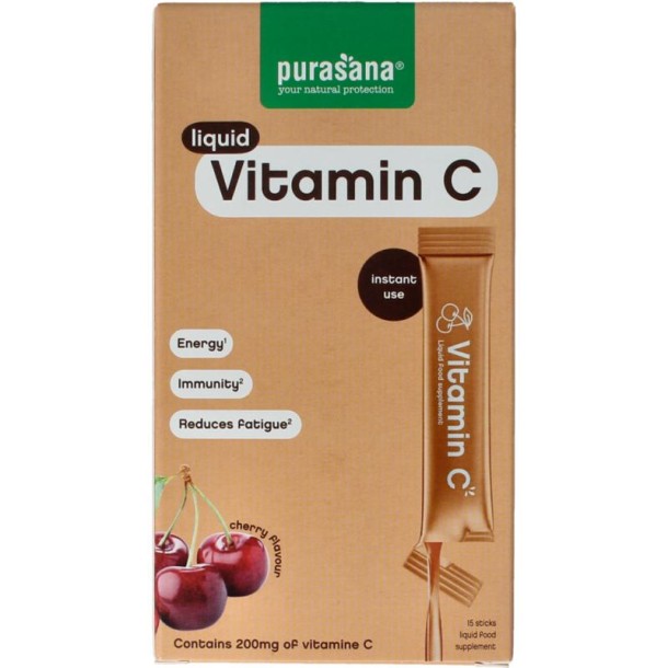 Purasana Vitamin C liquid gelstick 10ml (15 Stuks)