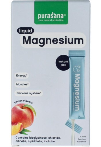Purasana Magnesium liquid gelstick 10ml (15 Stuks)