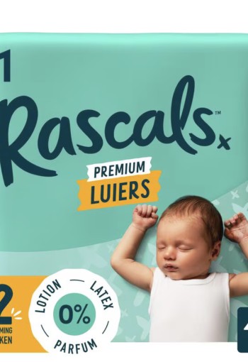 Rascals Premium Luiers Maat 1 3-5 KG 44 stuks./ 2 stuks €15,00