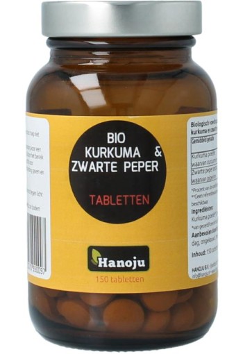 Hanoju Kurkumapoeder + piperine 500mg bio (150 Tabletten)